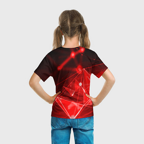 Детская футболка Абстрактные красные лучи / 3D-принт – фото 6