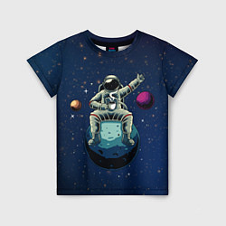 Футболка детская Космонавт с кружкой, цвет: 3D-принт