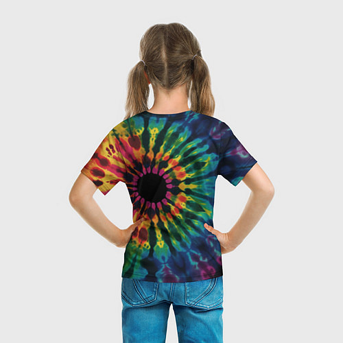 Детская футболка Радужный тай дай на темном фоне: арт нейросети / 3D-принт – фото 6