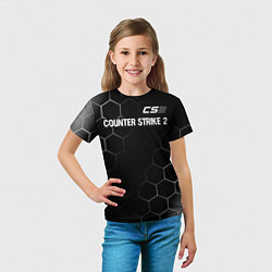Футболка детская Counter Strike 2 glitch на темном фоне: символ све, цвет: 3D-принт — фото 2
