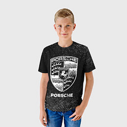 Футболка детская Porsche с потертостями на темном фоне, цвет: 3D-принт — фото 2