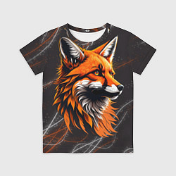 Футболка детская Огненная лиса на фоне узора, цвет: 3D-принт