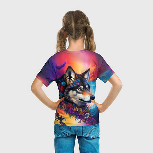 Детская футболка Волк бохо - нейросеть / 3D-принт – фото 6