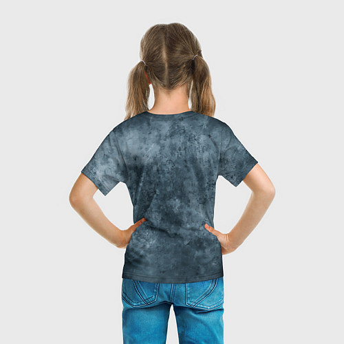 Детская футболка С акулой в стиле Арт на синем мраморе / 3D-принт – фото 6