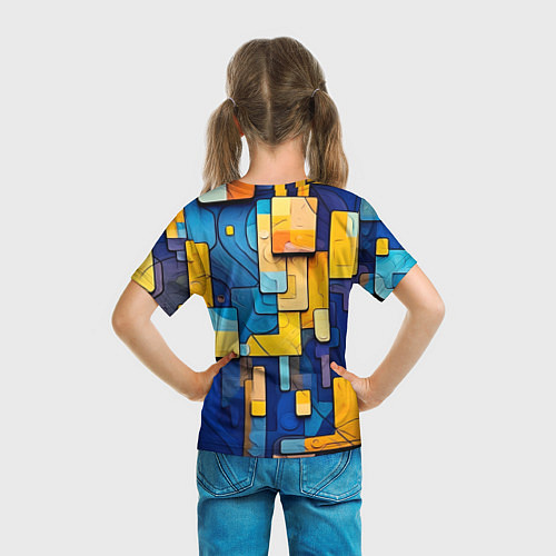 Детская футболка Синие и жёлтые фигуры / 3D-принт – фото 6