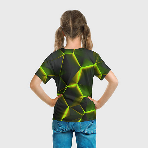 Детская футболка Разлом неоновых плит / 3D-принт – фото 6