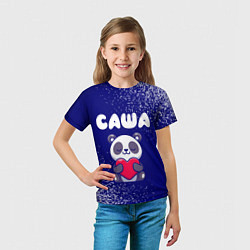 Футболка детская Саша панда с сердечком, цвет: 3D-принт — фото 2