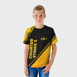 Футболка детская Counter Strike 2 - gold gradient: надпись, символ, цвет: 3D-принт — фото 2