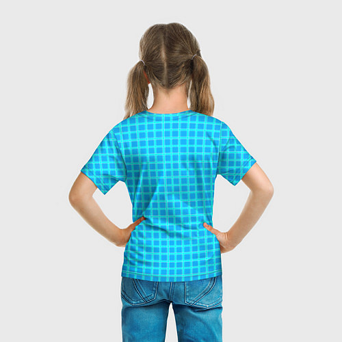 Детская футболка Небесно голубой узор в клетку / 3D-принт – фото 6