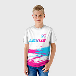 Футболка детская Lexus neon gradient style: символ сверху, цвет: 3D-принт — фото 2