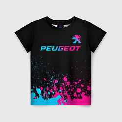 Футболка детская Peugeot - neon gradient: символ сверху, цвет: 3D-принт