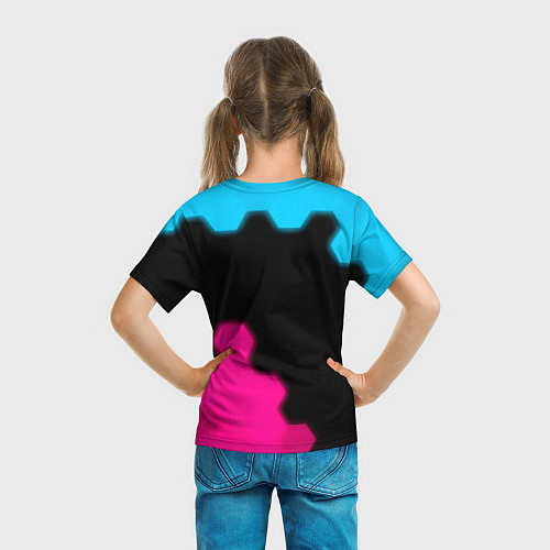 Детская футболка Assassins Creed - neon gradient: надпись, символ / 3D-принт – фото 6