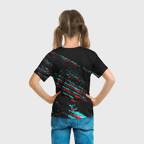 Детская футболка The Witcher в стиле glitch и баги графики на темно / 3D-принт – фото 6