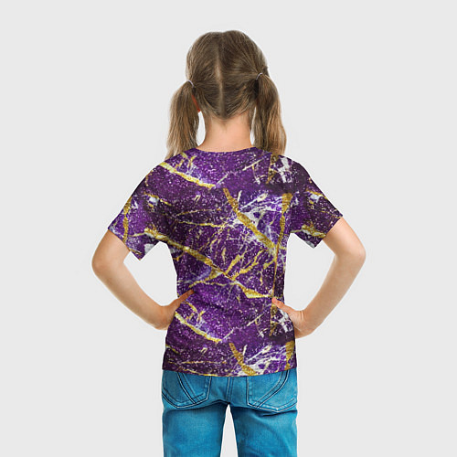 Детская футболка Фиолетовые и золотые блестки / 3D-принт – фото 6
