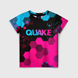 Футболка детская Quake - neon gradient: символ сверху, цвет: 3D-принт