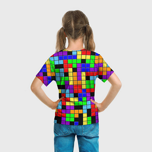 Детская футболка Тетрис цветные блоки / 3D-принт – фото 6
