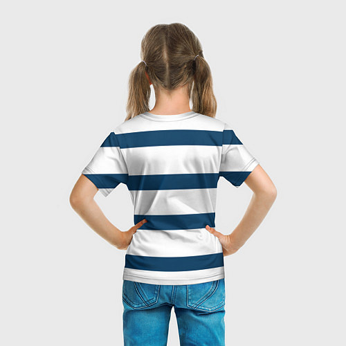 Детская футболка Бело-синий полосатый узор / 3D-принт – фото 6