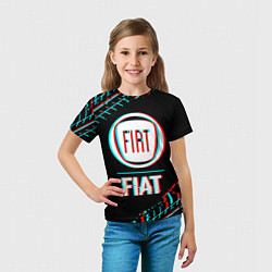 Футболка детская Значок Fiat в стиле glitch на темном фоне, цвет: 3D-принт — фото 2