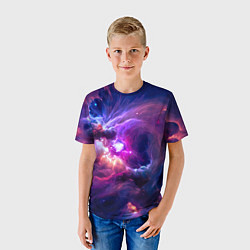 Футболка детская Небула в космосе в фиолетовых тонах - нейронная се, цвет: 3D-принт — фото 2