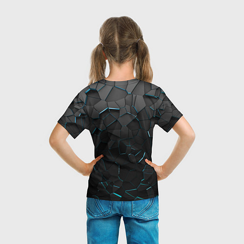 Детская футболка Плиты с синей неоновой подсветкой / 3D-принт – фото 6