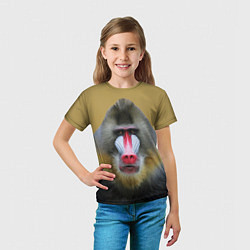 Футболка детская Мандрил обезьяна, цвет: 3D-принт — фото 2