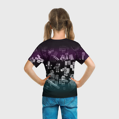 Детская футболка Роблокс персонажи под градиентом / 3D-принт – фото 6