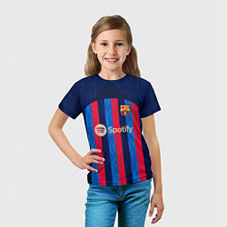 Футболка детская Барселона форма 2223 домашняя, цвет: 3D-принт — фото 2