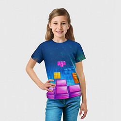 Футболка детская Падающие сверху блоки тетриса, цвет: 3D-принт — фото 2