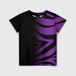Футболка детская Фиолетовый с черными полосками зебры, цвет: 3D-принт