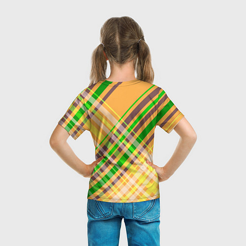 Детская футболка Желто-зеленый геометрический ассиметричный узор / 3D-принт – фото 6
