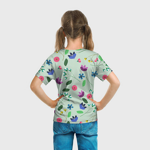Детская футболка Цветы, веточки и листья / 3D-принт – фото 6
