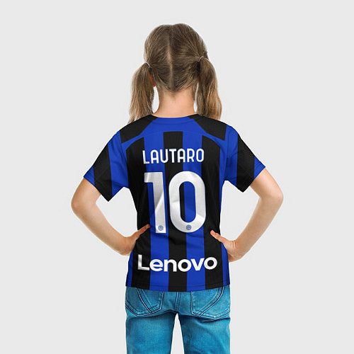 Детская футболка Лаутаро Мартинес Интер форма 2223 домашняя / 3D-принт – фото 6