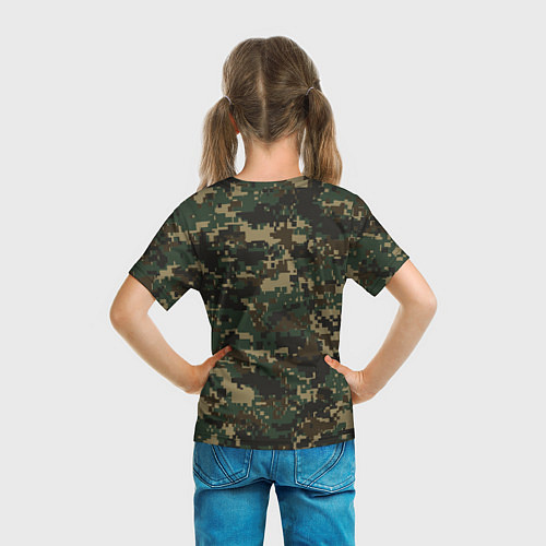 Детская футболка Зелено - коричневый камуфляж / 3D-принт – фото 6