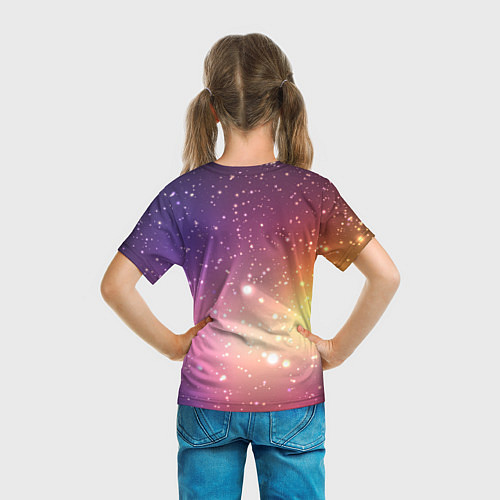 Детская футболка Желто фиолетовое свечение и звезды / 3D-принт – фото 6