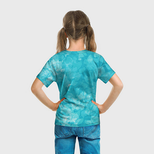 Детская футболка Листья стилизация текстура сине-голубой / 3D-принт – фото 6