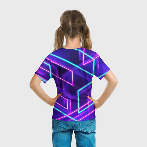 Детская футболка Светящиеся разноцветные полосы / 3D-принт – фото 6