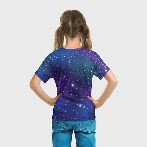 Детская футболка Фиолетовая розовая звездная туманность в космосе / 3D-принт – фото 6