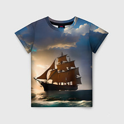 Футболка детская Парусный корабль галеон, цвет: 3D-принт