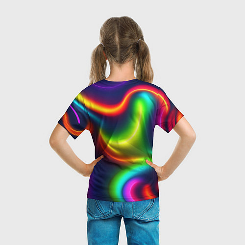 Детская футболка Неоновые радужные разводы / 3D-принт – фото 6