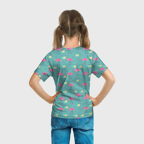 Детская футболка Летний паттерн с фламинго / 3D-принт – фото 6