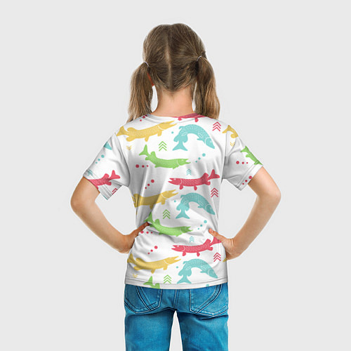 Детская футболка Красочные щучки / 3D-принт – фото 6