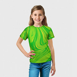Футболка детская Насыщенный зеленый абстракция, цвет: 3D-принт — фото 2