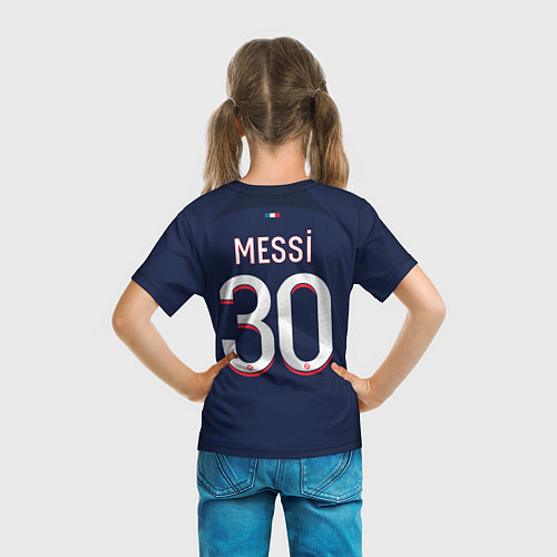 Детская футболка Лионель Месси форма ПСЖ 2324 домашняя / 3D-принт – фото 6