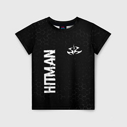 Футболка детская Hitman glitch на темном фоне: надпись, символ, цвет: 3D-принт