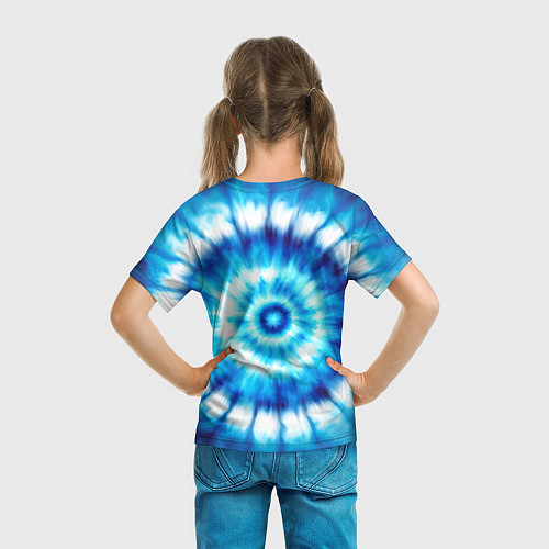 Детская футболка Тай-дай бело-синий круг / 3D-принт – фото 6