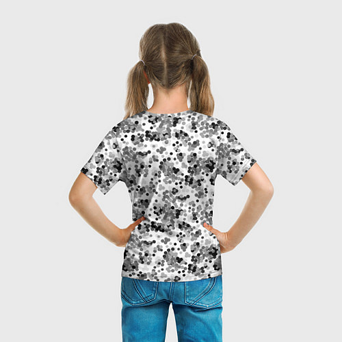 Детская футболка Черно серый кофетти на белом фоне / 3D-принт – фото 6