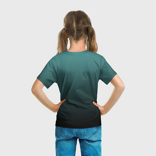Детская футболка Градиент зелено-черный / 3D-принт – фото 6