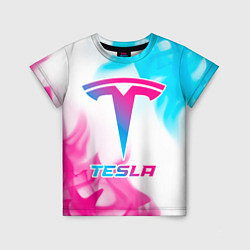 Футболка детская Tesla neon gradient style, цвет: 3D-принт