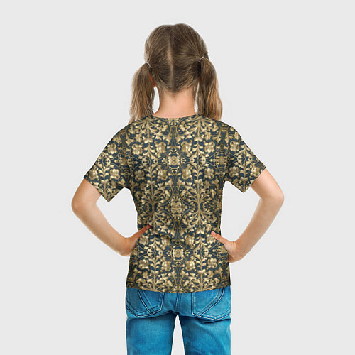 Детская футболка Объемный золотой цветочный узор / 3D-принт – фото 6