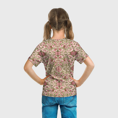 Детская футболка Розовые цветы и вензеля / 3D-принт – фото 6